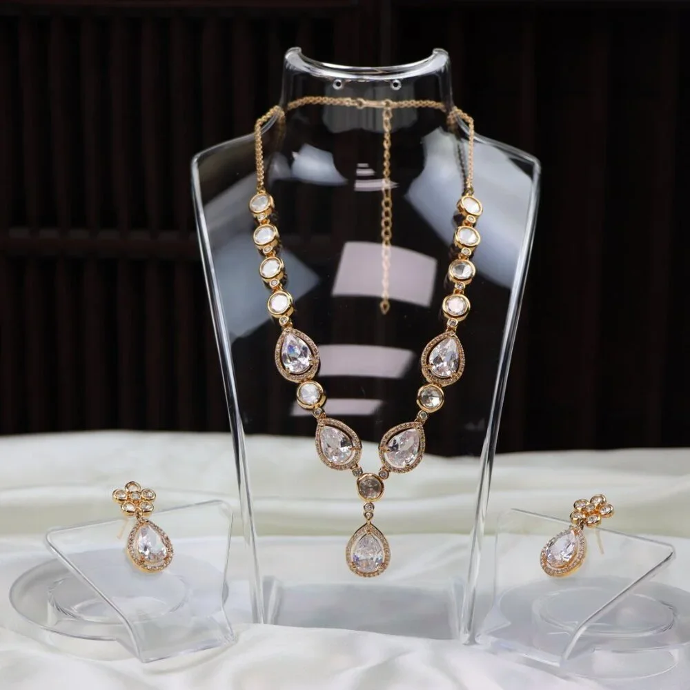 Elegant Teardrop Necklace & Earrings Set , JP29